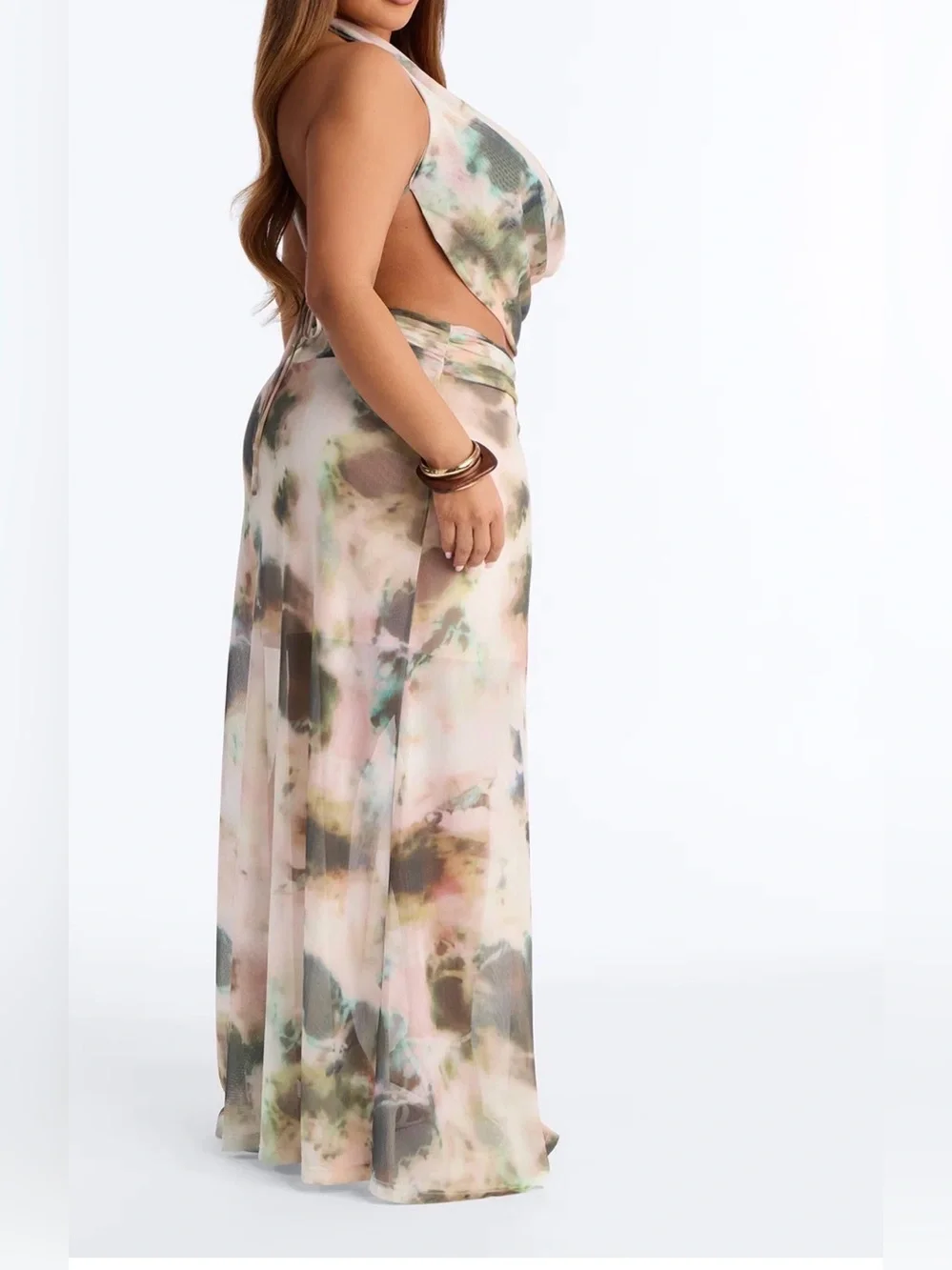 Davina Mesh Halter Maxi Skirt Set